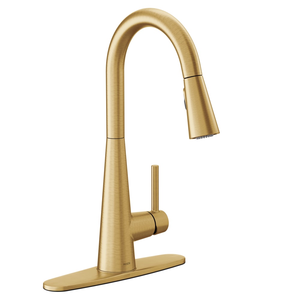 Moen Sleek 1.5 GPM Single Hole Pull Down Kitchen Faucet - Includes Escutcheon Brushed Gold