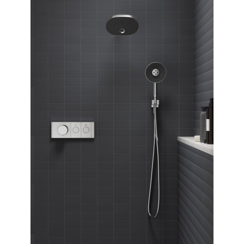 Statement and Anthem Thermostatic Shower System with Shower Head, Hand Shower, and Push-Button Integrated Volume Controls