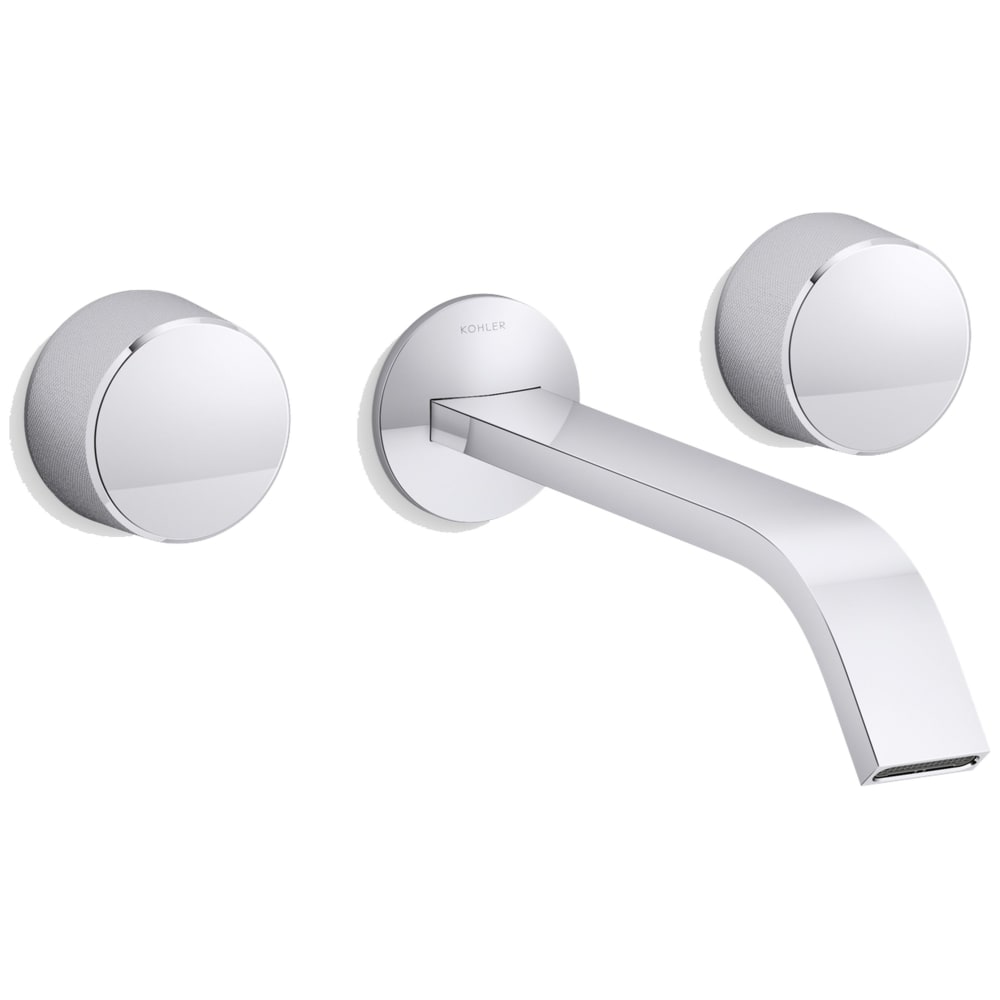 Components Double Handle Wall-Mount Bathroom Sink Faucet with Ribbon Spout and Oyl Handles - Includes Rough-In Valve