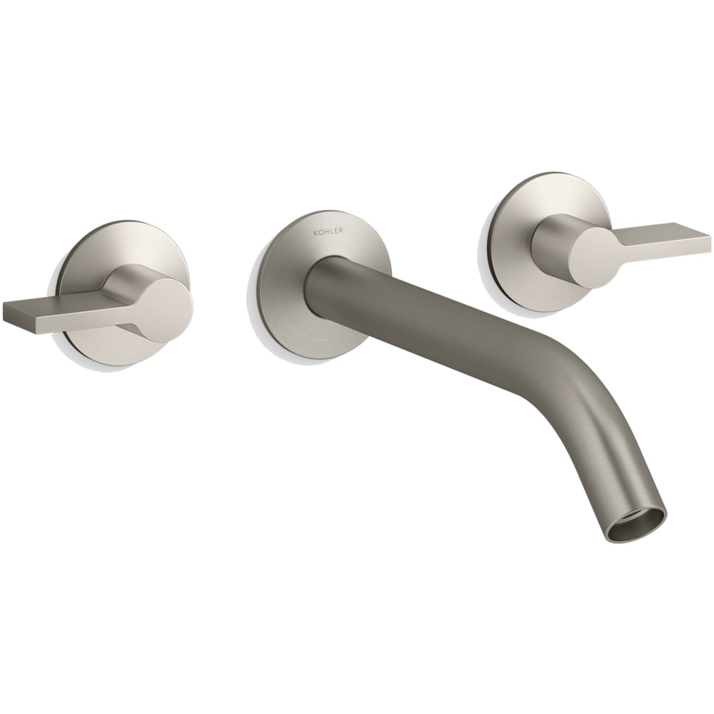 Components Double Handle Wall-Mount Bathroom Sink Faucet with Tube Spout and Lever Handles - Includes Rough-In Valve