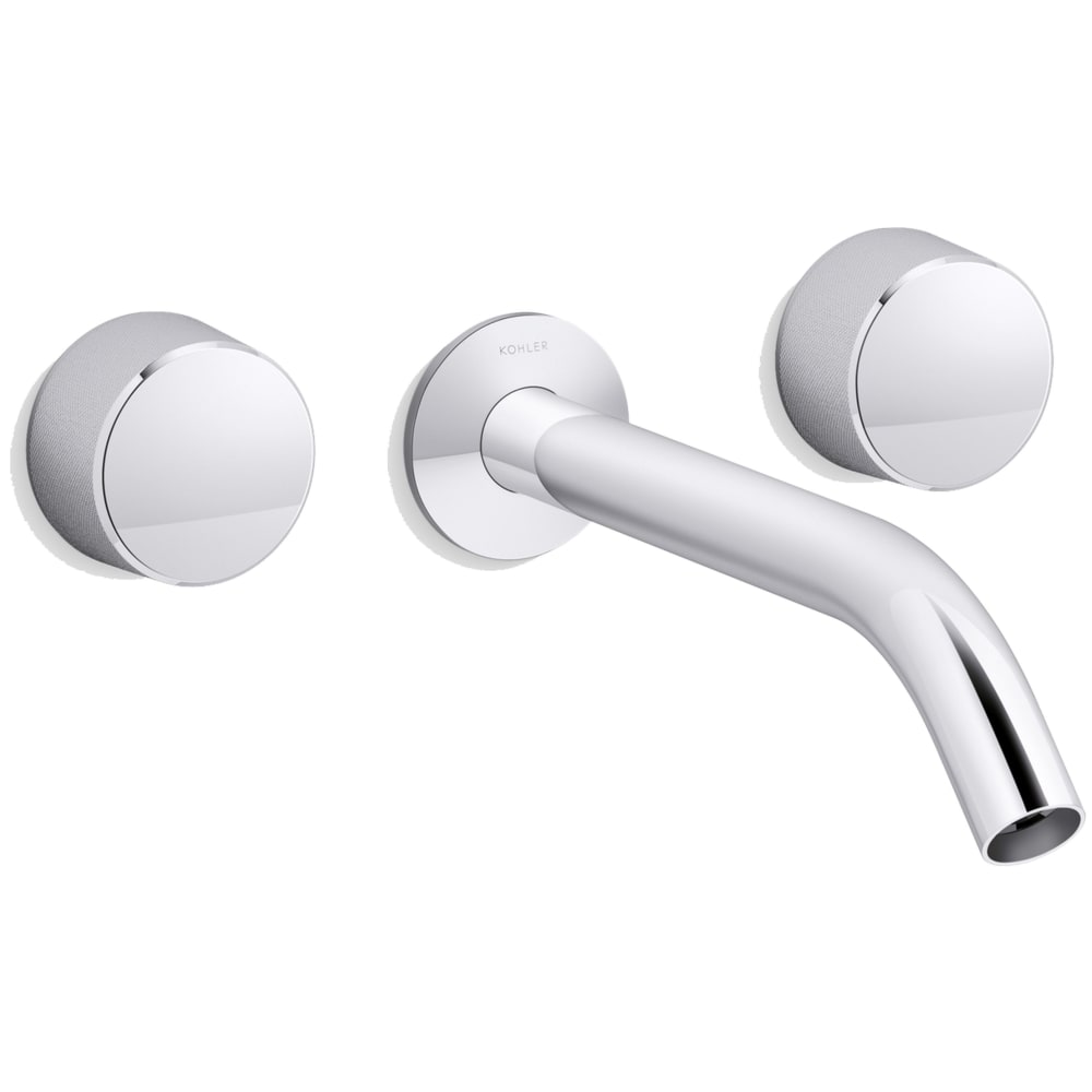 Components Double Handle Wall-Mount Bathroom Sink Faucet with Tube Spout and Oyl Handles - Includes Rough-In Valve