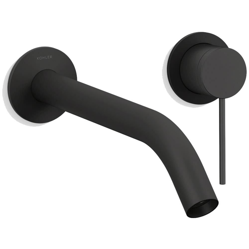 Components Single Handle Wall-Mount Bathroom Sink Faucet with Tube Spout and Thin Lever Handle