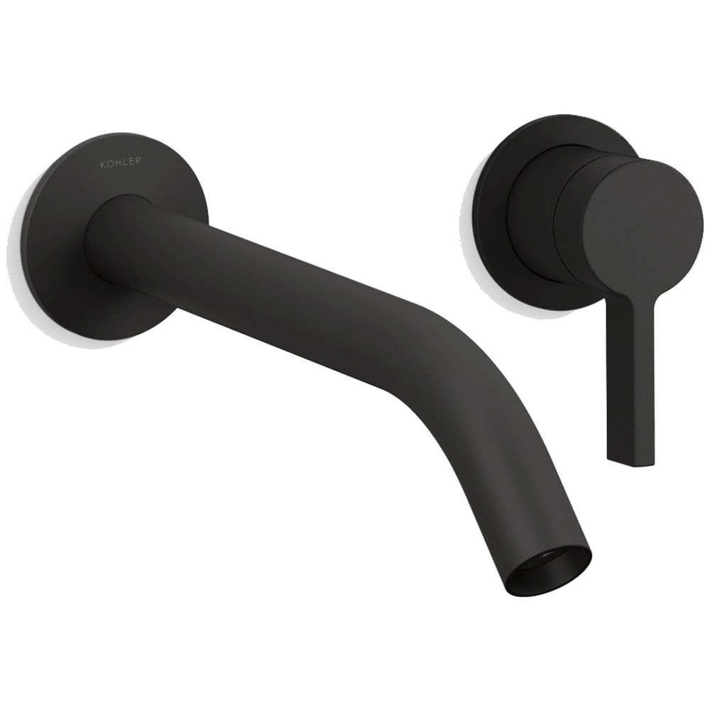 Components Single Handle Wall-Mount Bathroom Sink Faucet with Tube Spout and Standard Lever Handle