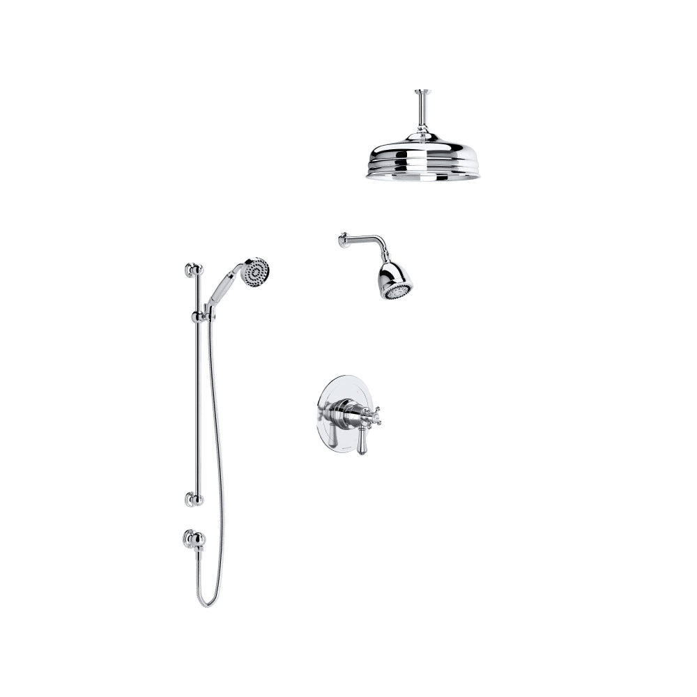 Georgian Era Thermostatic Shower System with Shower Head, Hand Shower, and Hose