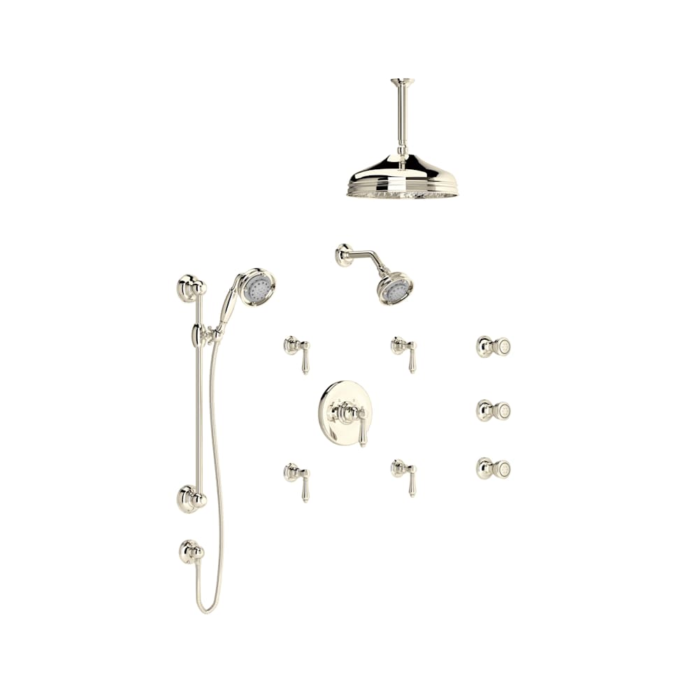 Acqui Thermostatic Shower System with Shower Head, Hand Shower, and Bodysprays