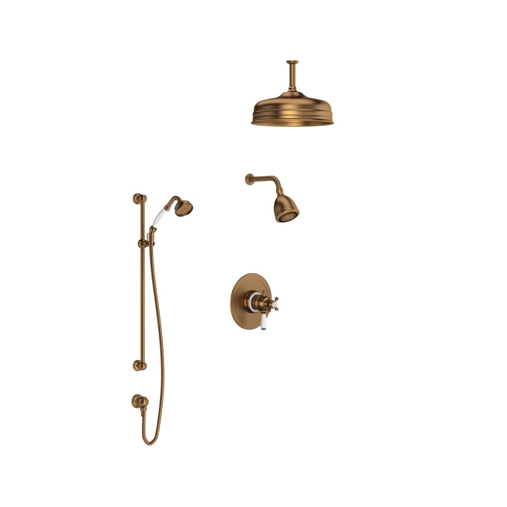 Edwardian Thermostatic Shower System with Shower Head, Hand Shower, and Hose