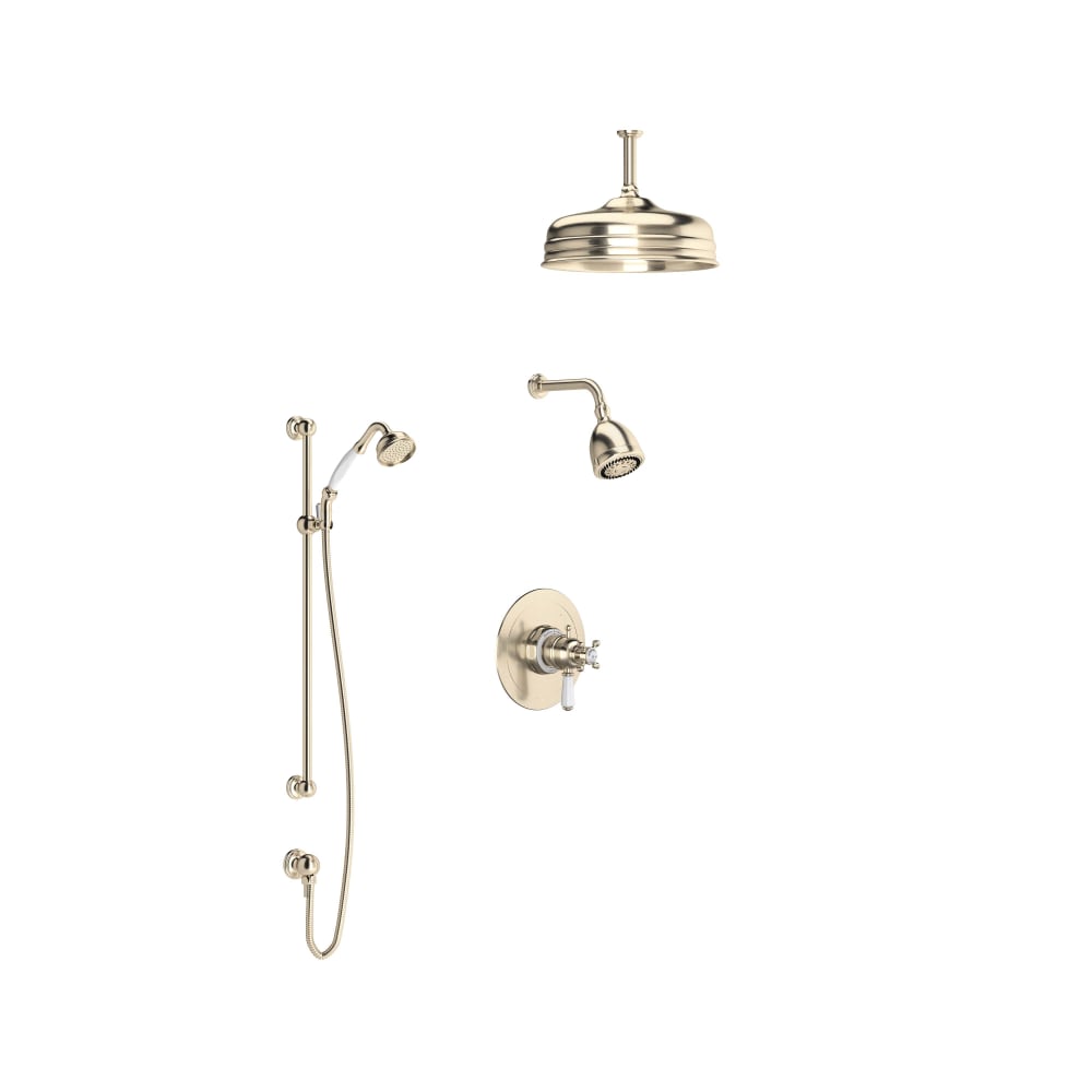 Edwardian Thermostatic Shower System with Shower Head, Hand Shower, and Hose