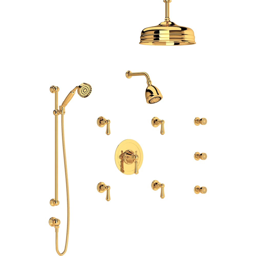 Georgian Era Thermostatic Shower System with Shower Head, Hand Shower, and Hose