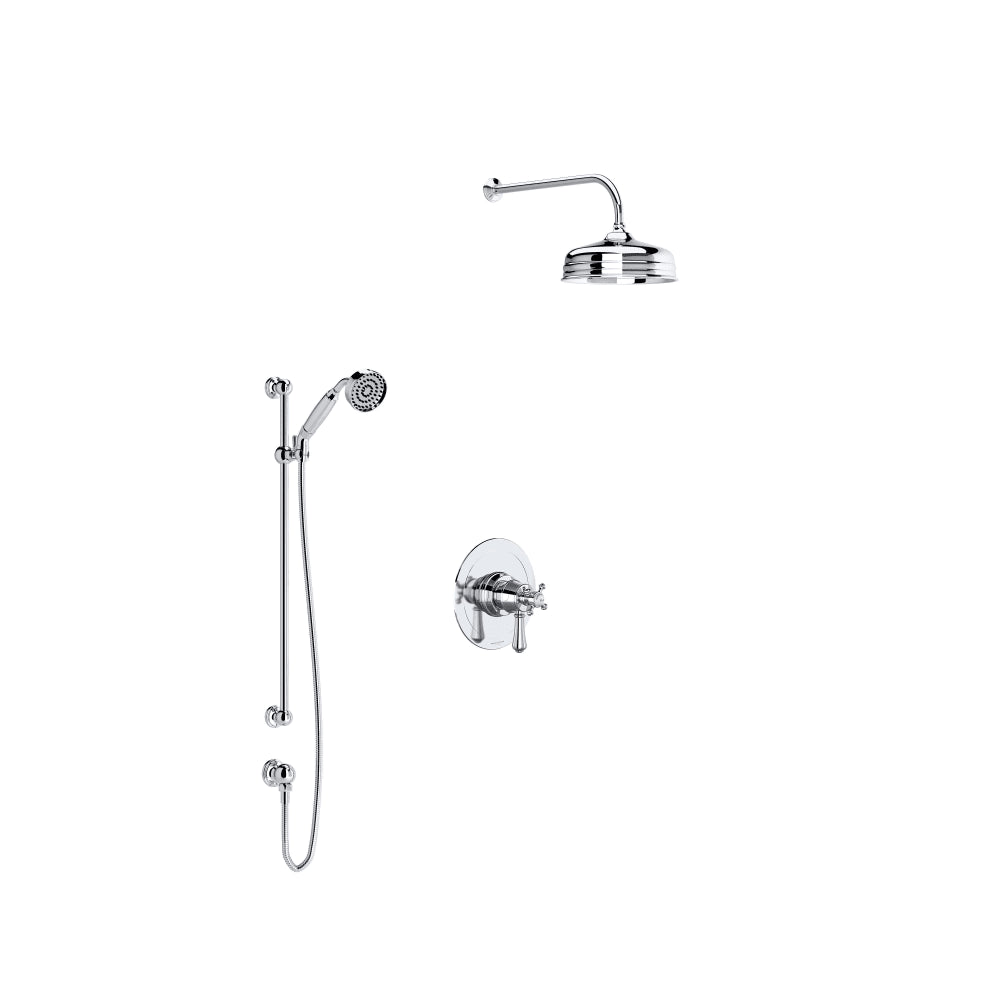 Georgian Era Thermostatic Shower System with Shower Head, Hand Shower, and Hose