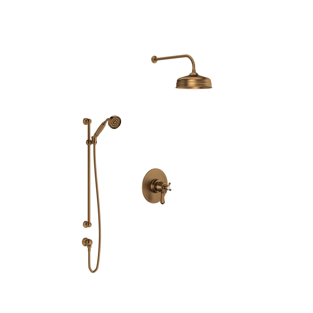 Georgian Era Thermostatic Shower System with Shower Head, Hand Shower, and Hose