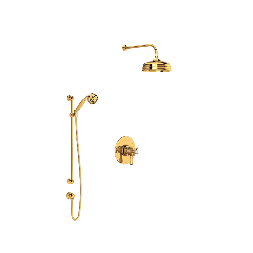 Georgian Era Thermostatic Shower System with Shower Head, Hand Shower, and Hose