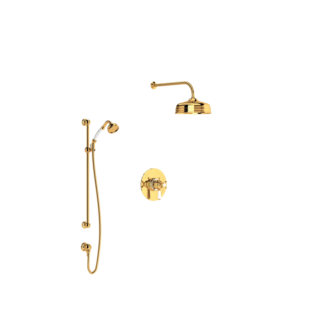 Edwardian Thermostatic Shower System with Shower Head, Hand Shower, and Hose