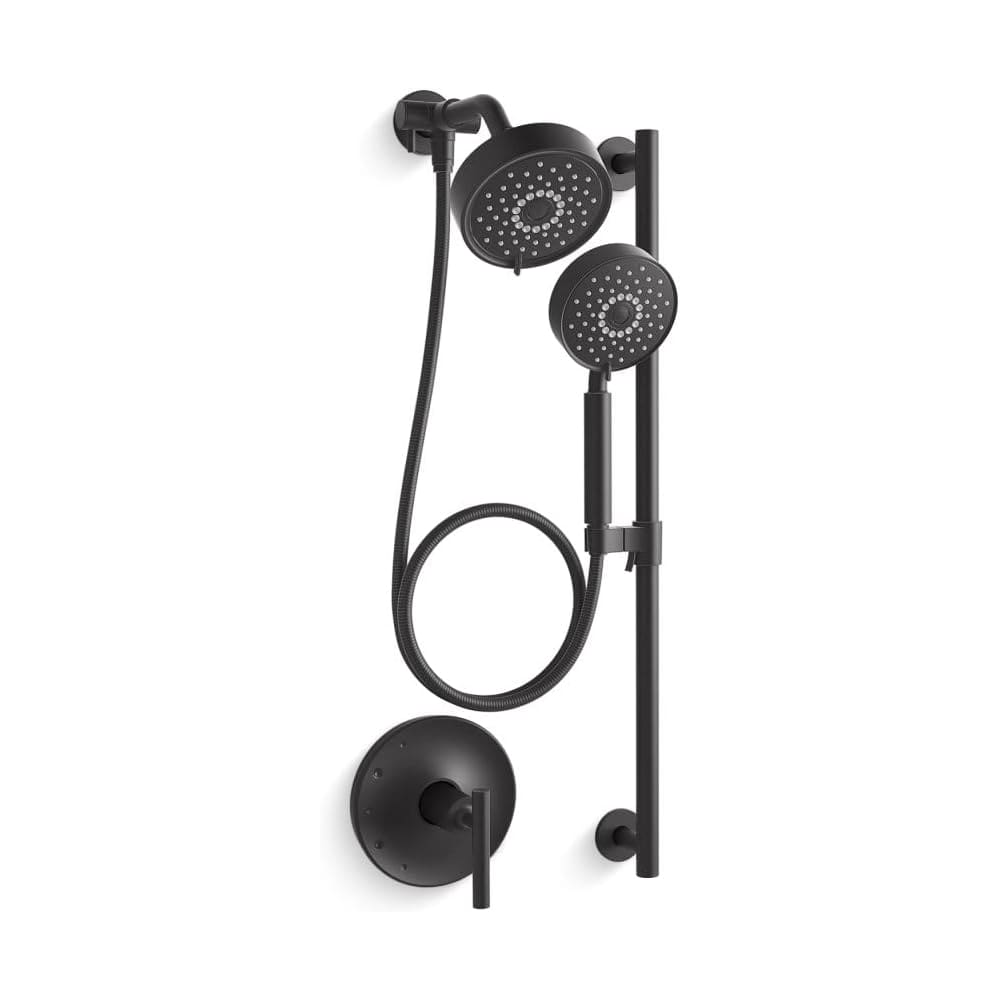 Purist Pressure Balanced Shower System with Shower Head, Hand Shower, Slide Bar, Shower Arm, Hose and Valve Trim – Less Rough-In Valve
