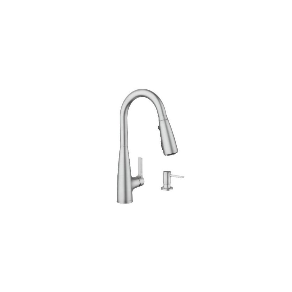 Moen Haelyn 1.5 GPM Single Hole Pull Down Kitchen Faucet with ColorCue Temperature Indicator - Includes Soap Dispenser and Escutcheon Spot Resist Stainless