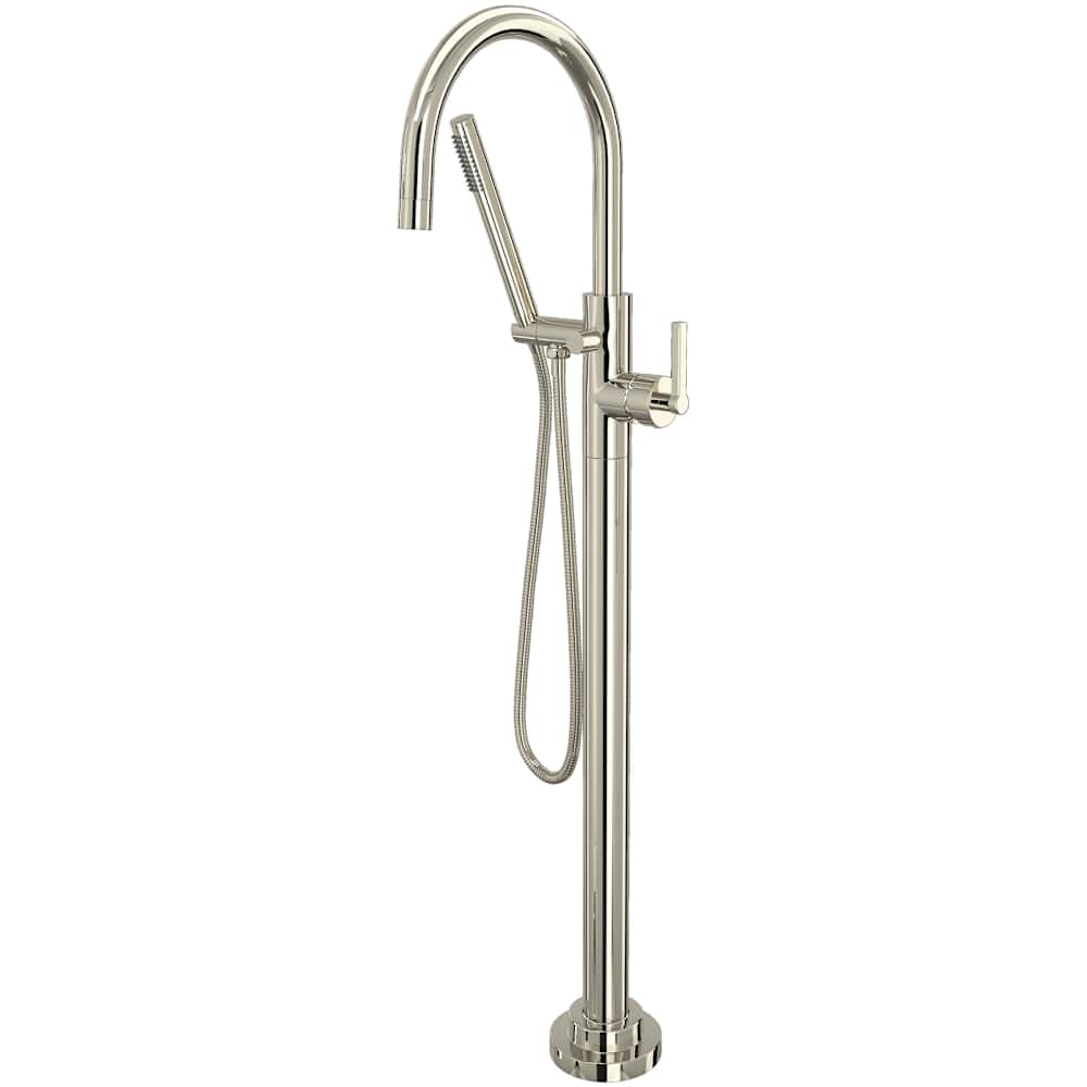 Lombardia Floor Mounted Tub Filler with Built-In Diverter - Includes Hand Shower