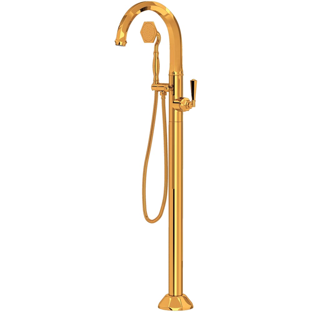 Palladian Floor Mounted Tub Filler with Built-In Diverter - Includes Hand Shower