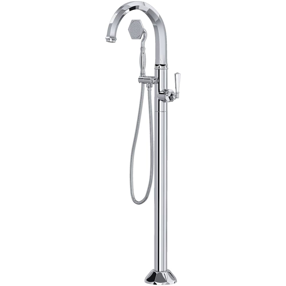 Palladian Floor Mounted Tub Filler with Built-In Diverter - Includes Hand Shower
