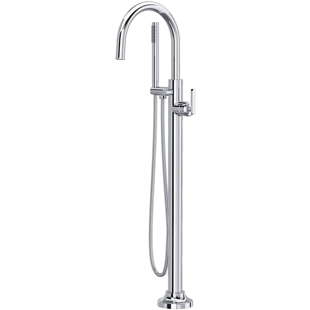 Apothecary Floor Mounted Tub Filler with Built-In Diverter - Includes Hand Shower