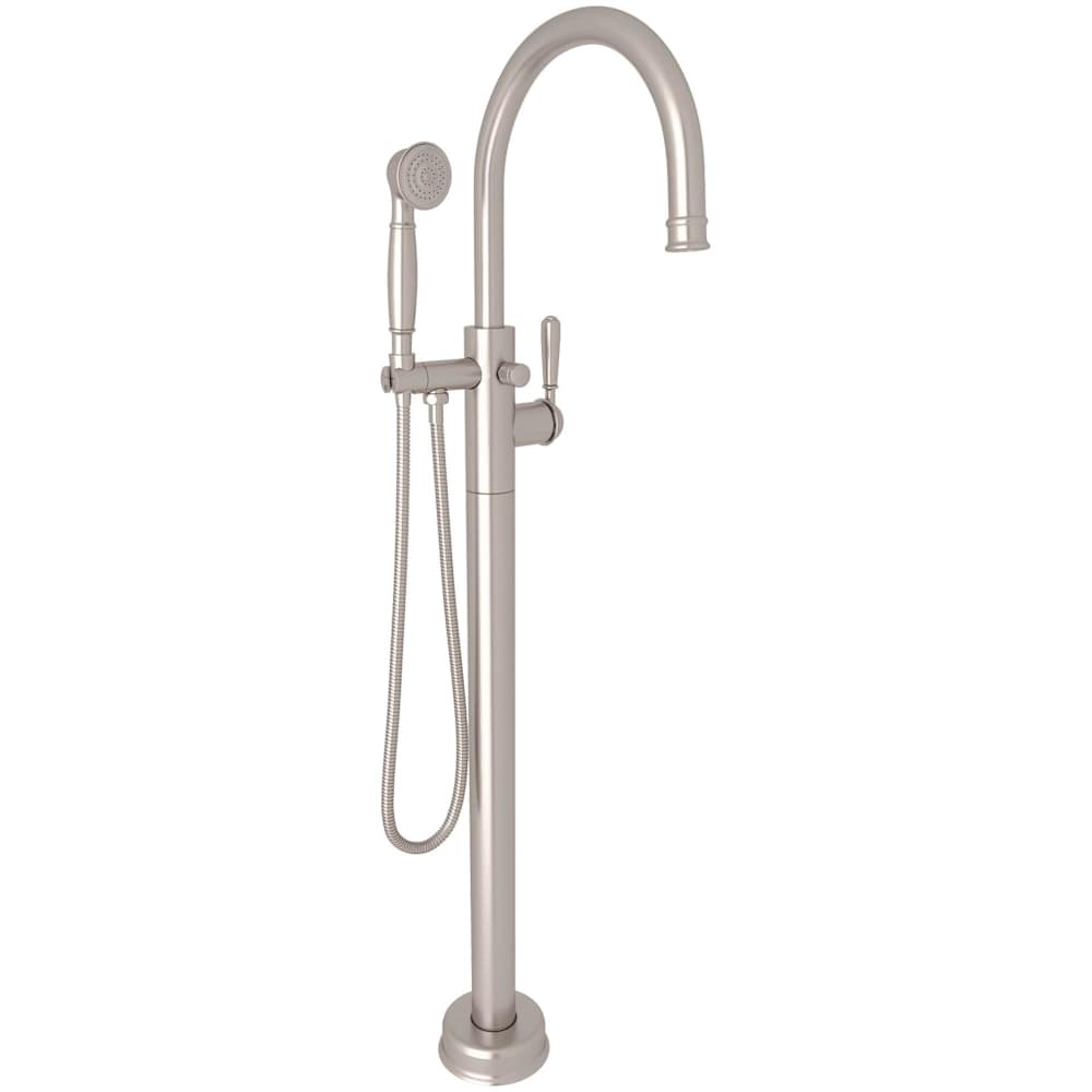 Floor Mounted Tub Filler with Built-In Diverter - Includes Hand Shower