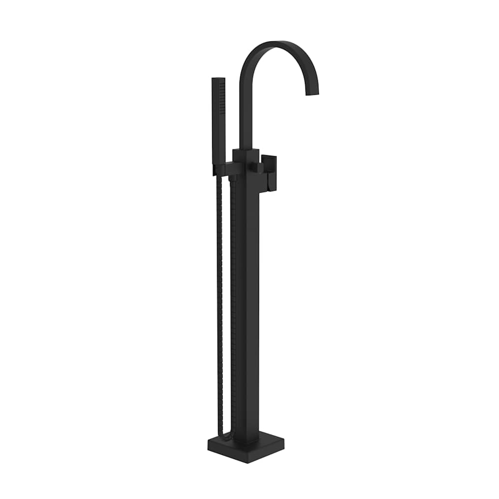 Secant Floor Mounted Tub Filler with Built-In Diverter - Includes Hand Shower