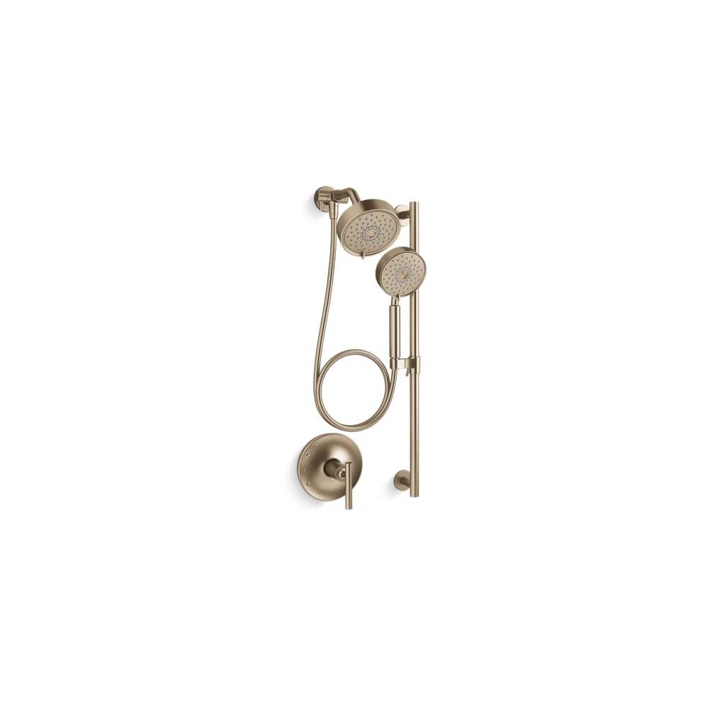 Purist Pressure Balanced Shower System with Shower Head, Hand Shower, Slide Bar, Shower Arm, Hose and Valve Trim – Less Rough-In Valve