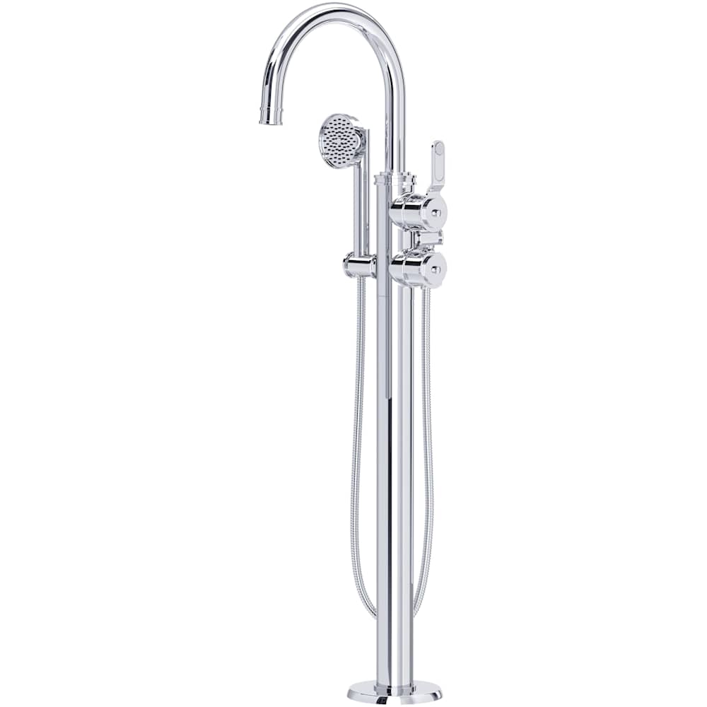 Armstrong Floor Mounted Tub Filler with Built-In Diverter - Includes Hand Shower