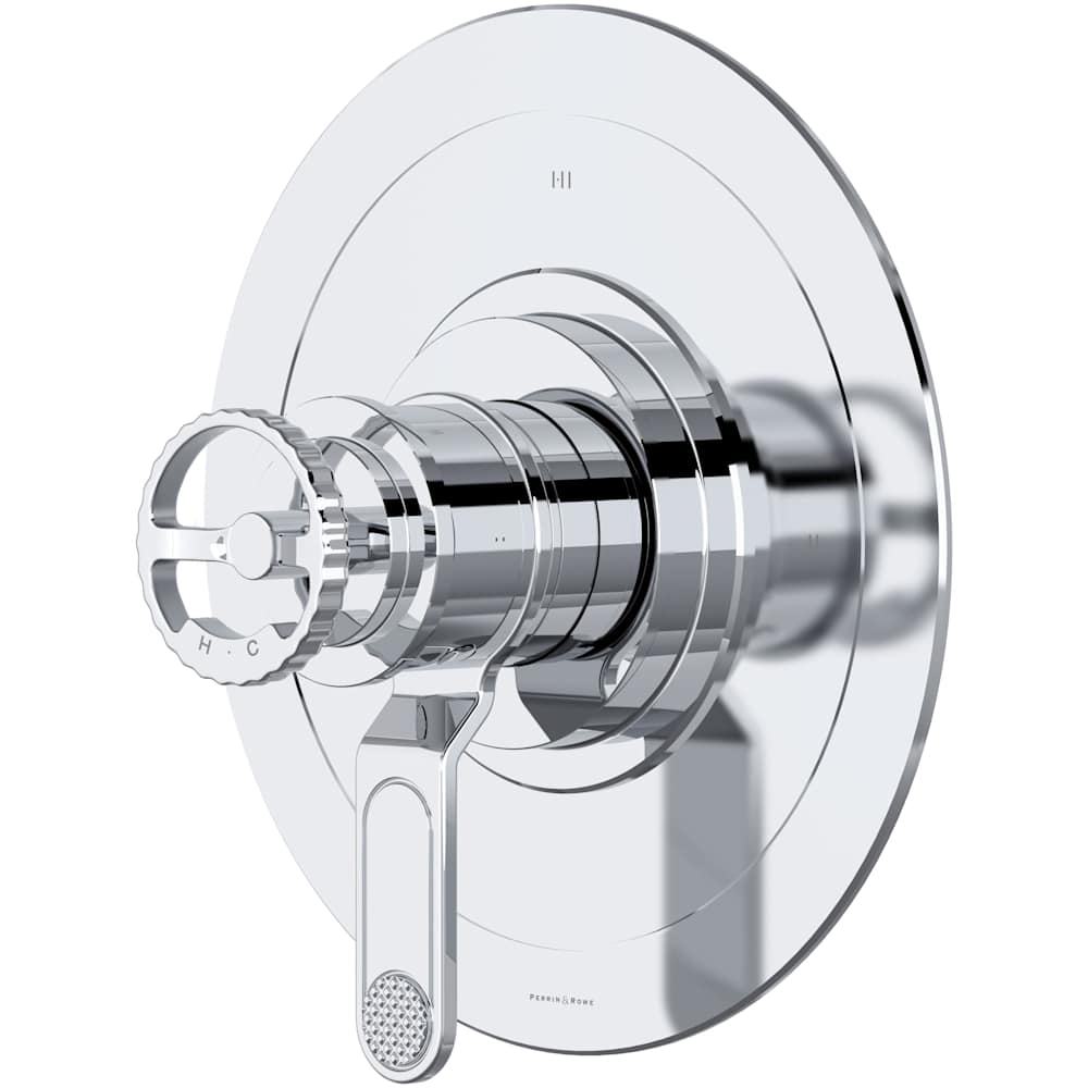 Armstrong Two Independent and One Shared Function Thermostatic Valve Trim Only with Single Wheel Handle and Integrated Diverter - Less Rough In