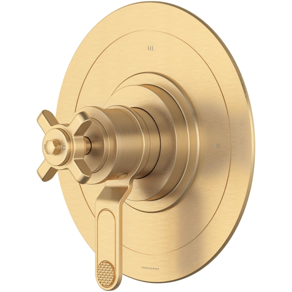 Armstrong Two Independent and One Shared Function Thermostatic Valve Trim Only with Single Cross Handle and Integrated Diverter - Less Rough In