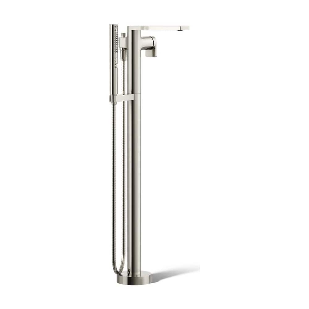 Composed Floor Mounted Tub Filler with Hand Shower and Built-In Diverter