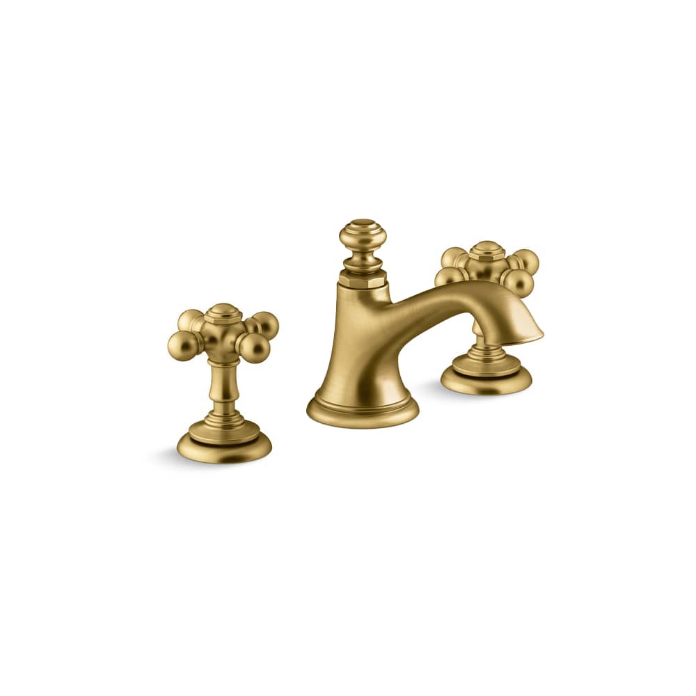 Artifacts Widespread Bathroom Faucet with Bell Spout and Cross Handles - Includes Clicker Drain Assembly