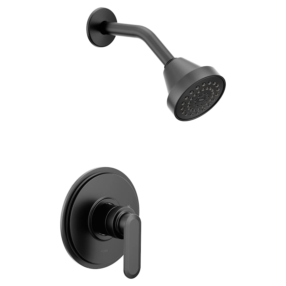 Moen Dartmoor Posi-Temp Pressure Balanced Tub and Shower Trim with 2.5 GPM Shower Head and Tub Spout - Less Valve Matte Black