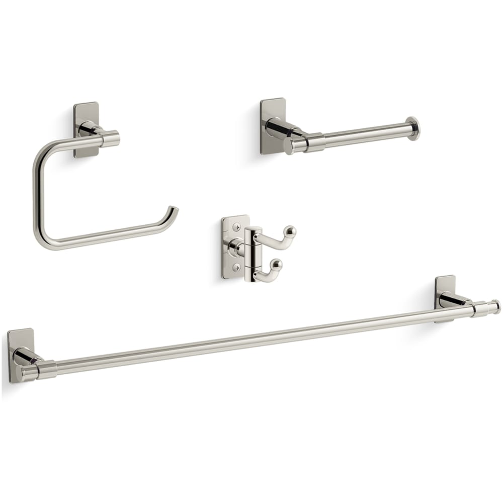 Castia by Studio McGee Bath Suite Accessory Package Featuring 24" Towel Bar, Tissue Holder, Double Robe Hook, and Towel Ring