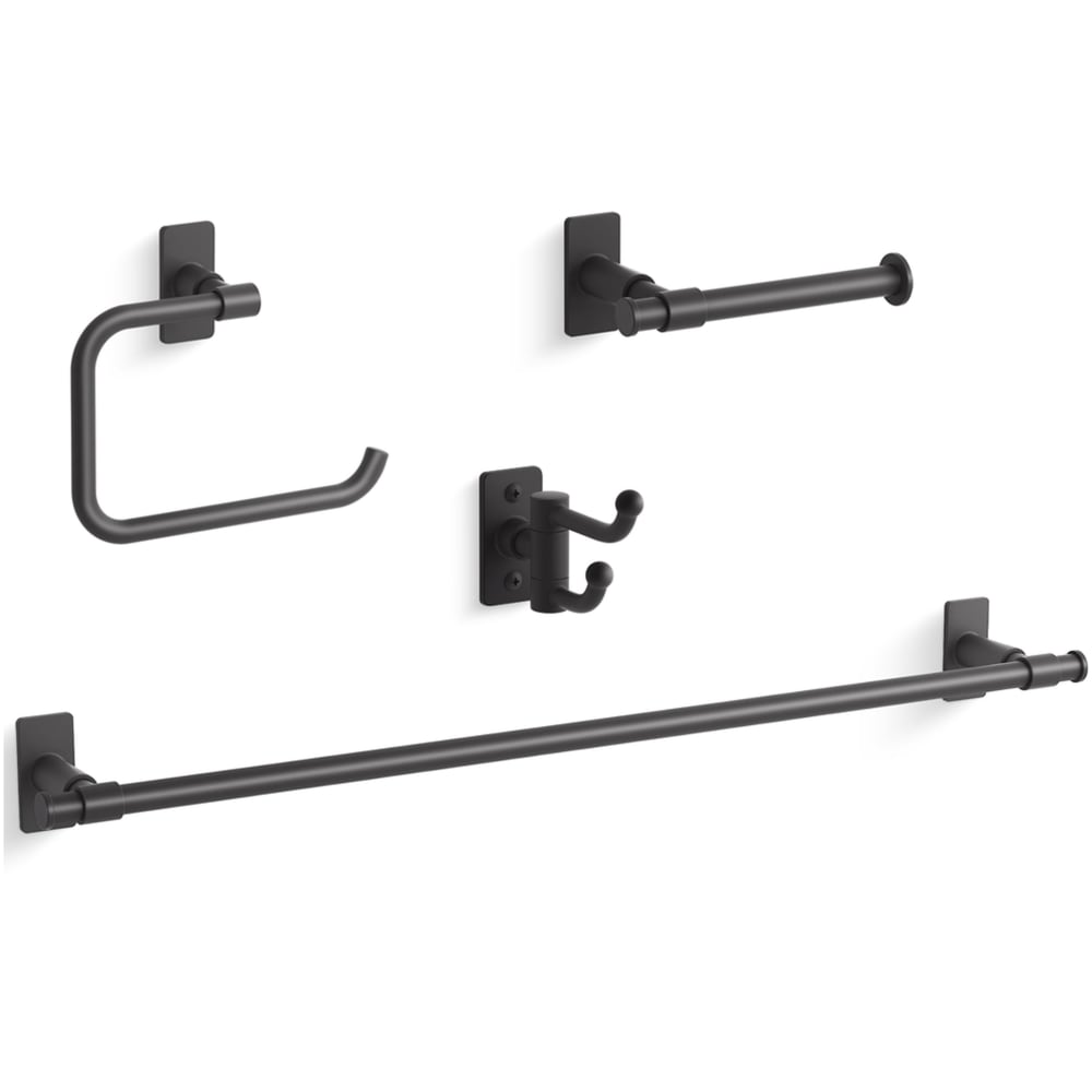 Castia by Studio McGee Bath Suite Accessory Package Featuring 24" Towel Bar, Tissue Holder, Double Robe Hook, and Towel Ring