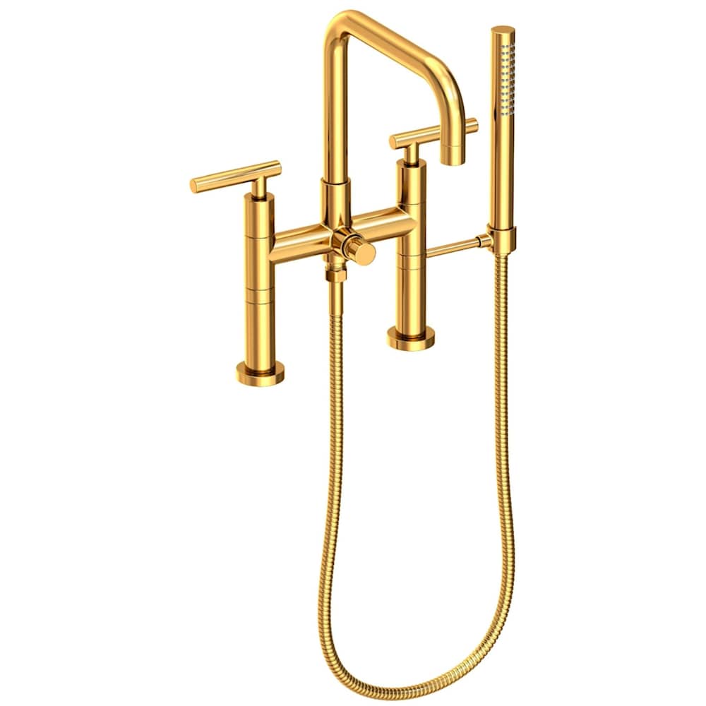 East Square Deck Mounted Tub Filler with Lever Handles and Built-In Diverter - Includes Hand Shower
