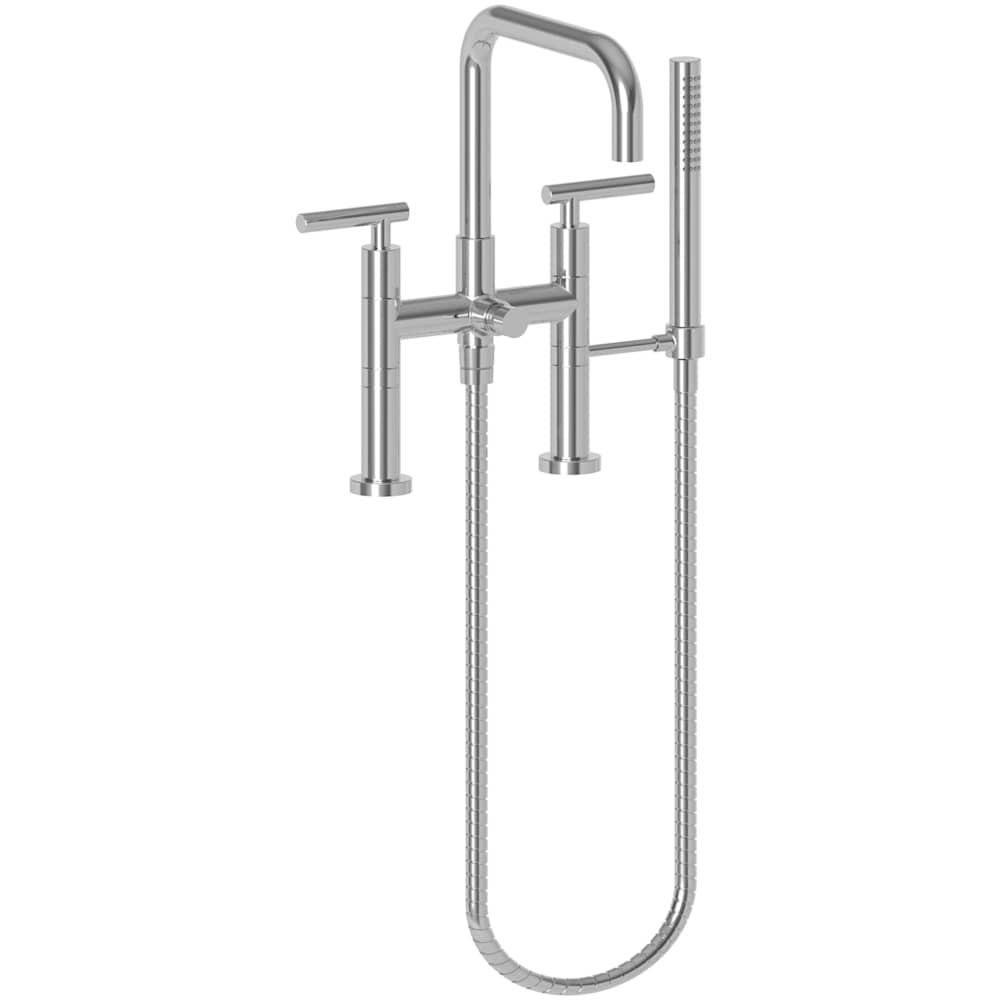 East Square Deck Mounted Tub Filler with Lever Handles and Built-In Diverter - Includes Hand Shower