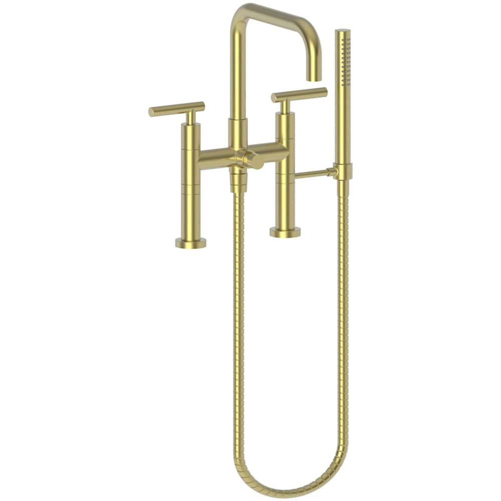East Square Deck Mounted Tub Filler with Lever Handles and Built-In Diverter - Includes Hand Shower