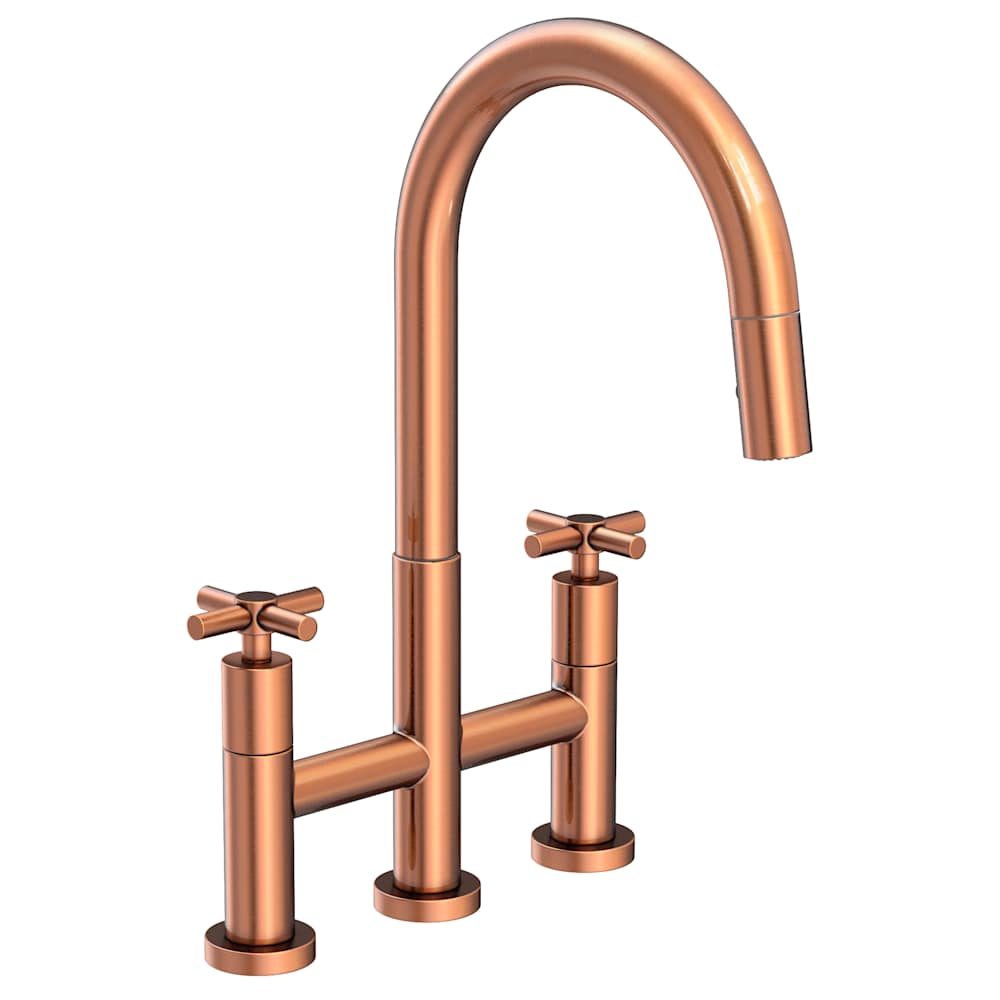 East Linear 1.8 GPM Widespread Bridge Pull Down Kitchen Faucet
