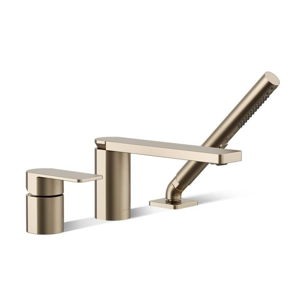 Parallel Deck Mounted Tub Filler with Built-In Diverter - Includes Hand Shower