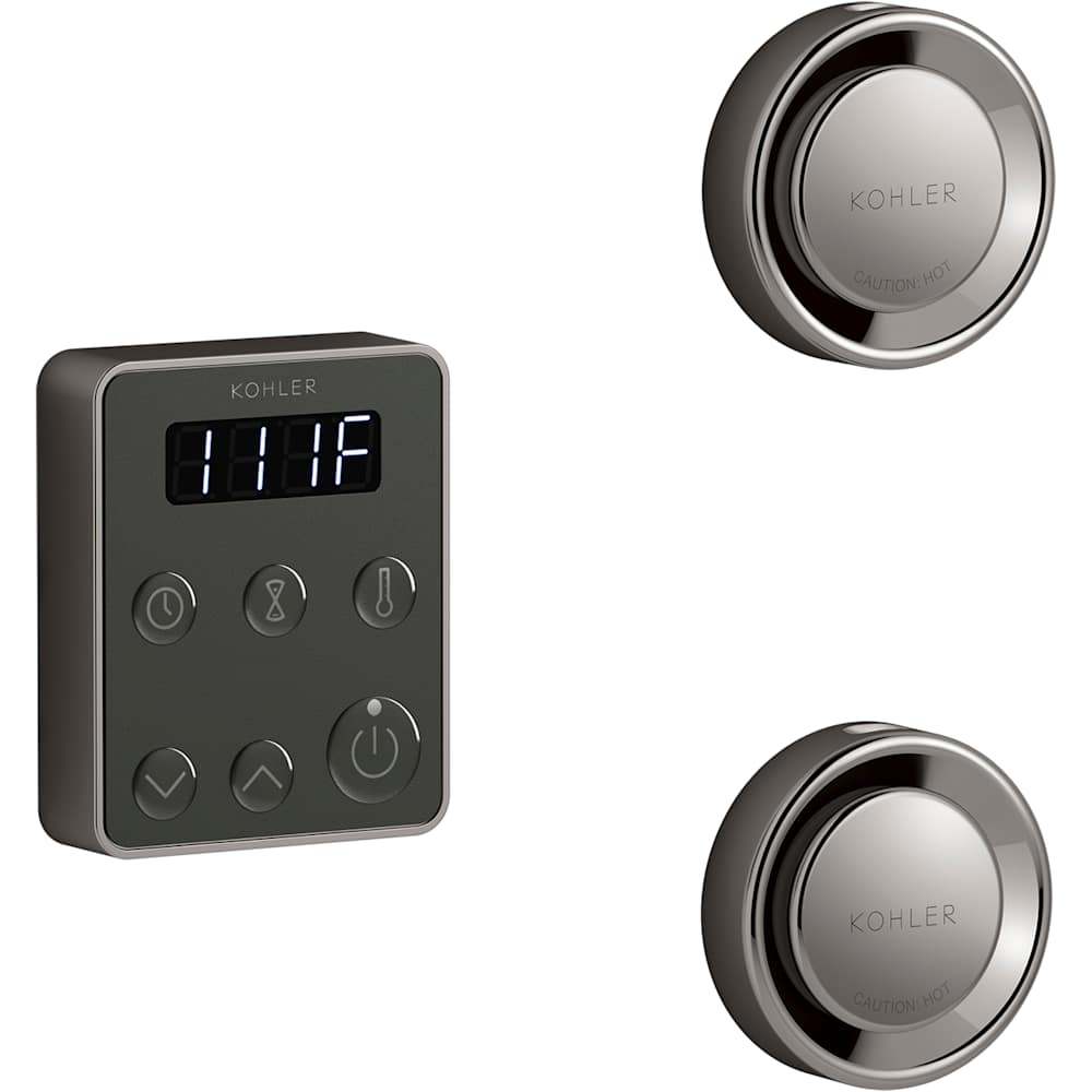 Invigoration Tandem Steam Control Kit with Fast-Response, Power Clean, Digital Clock, and Two Steam Heads with Aromatherapy Reservoirs