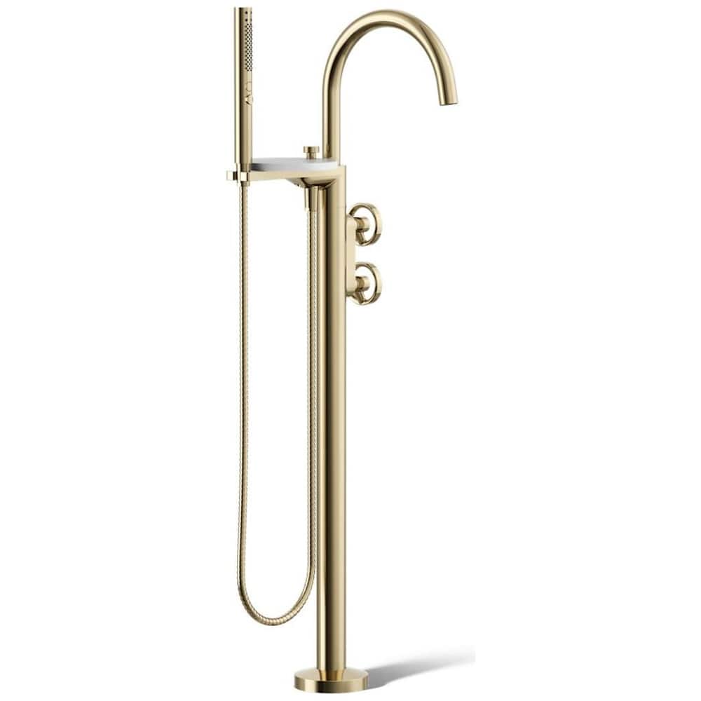 Components Floor Mounted Tub Filler with Built-In Diverter - Includes Hand Shower