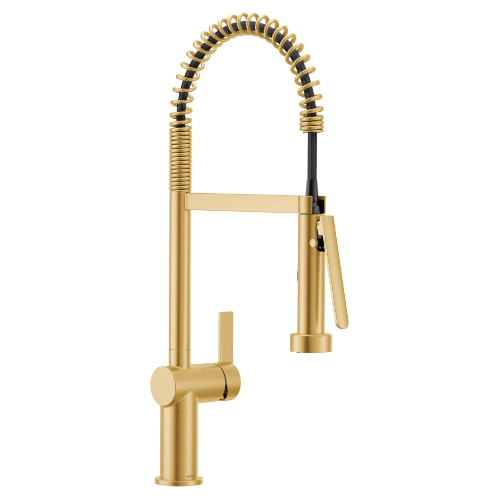 Moen Cia 1.5 GPM Pre-Rinse Semi-Professional Pull Down Kitchen Faucet with Power Boost Pro Spray Brushed Gold