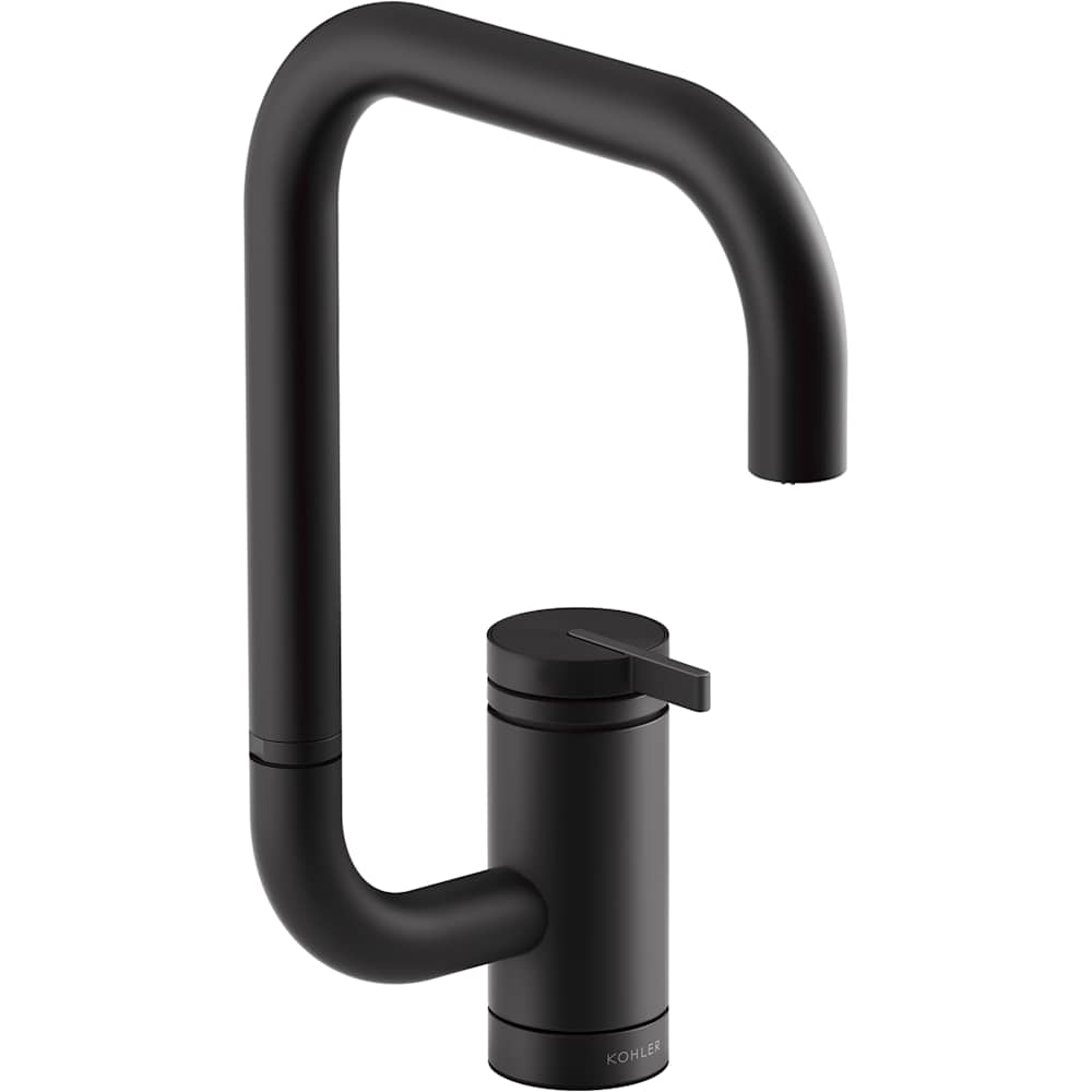 Components 1.5 GPM Single Hole Bar Faucet with Extended Reach Angled High-Arch Spout and Two Function Aerator with SoftRinse Spray