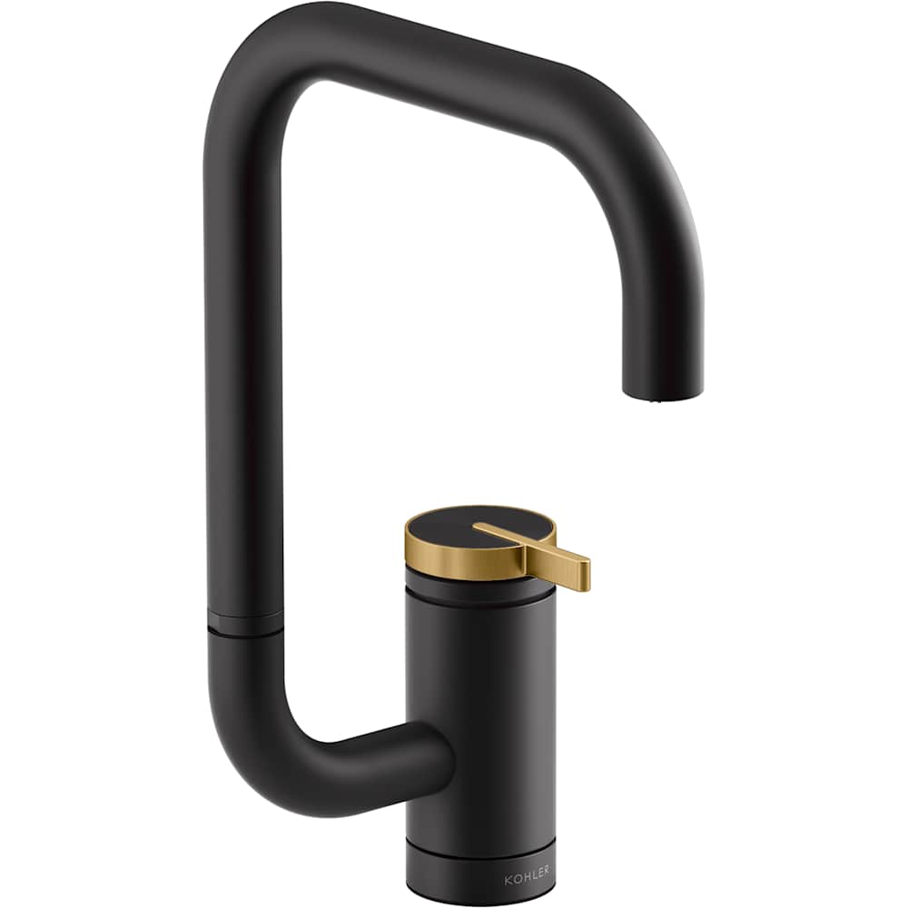 Components 1.5 GPM Single Hole Bar Faucet with Extended Reach Angled High-Arch Spout and Two Function Aerator with SoftRinse Spray