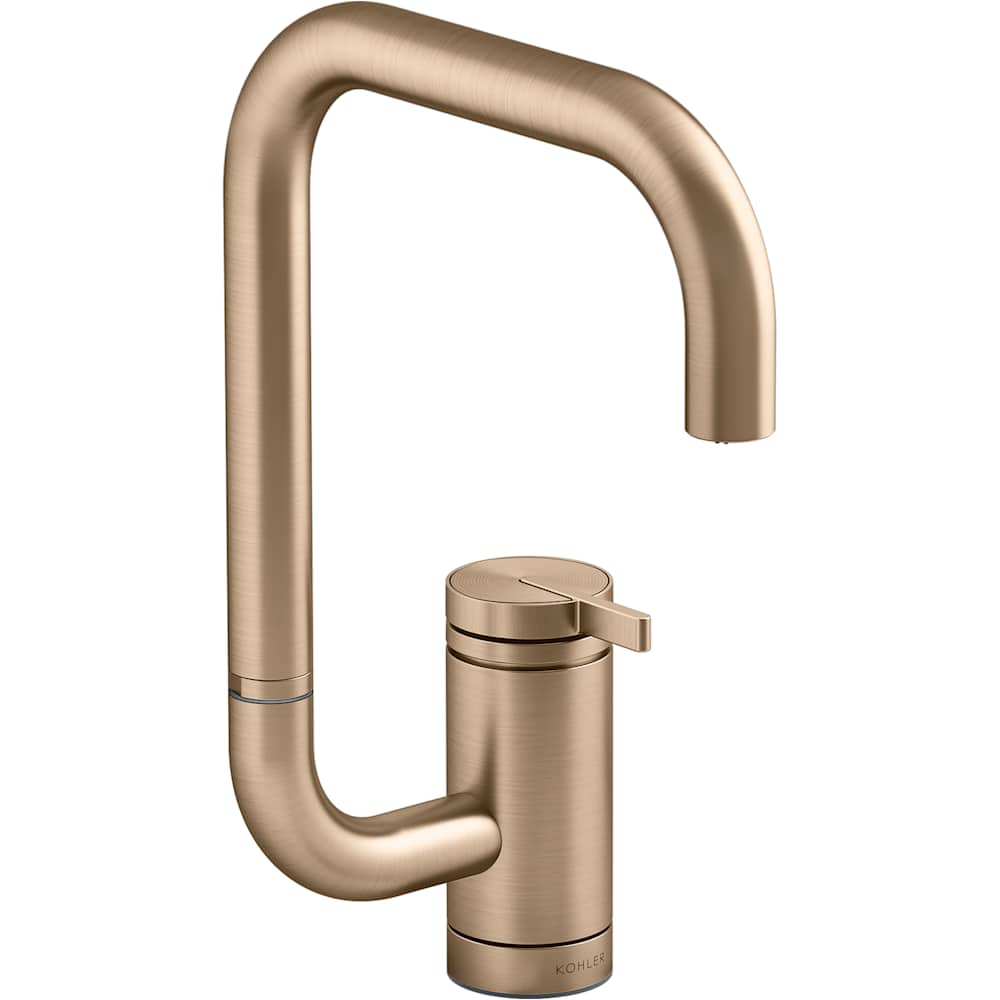 Components 1.5 GPM Single Hole Bar Faucet with Extended Reach Angled High-Arch Spout and Two Function Aerator with SoftRinse Spray