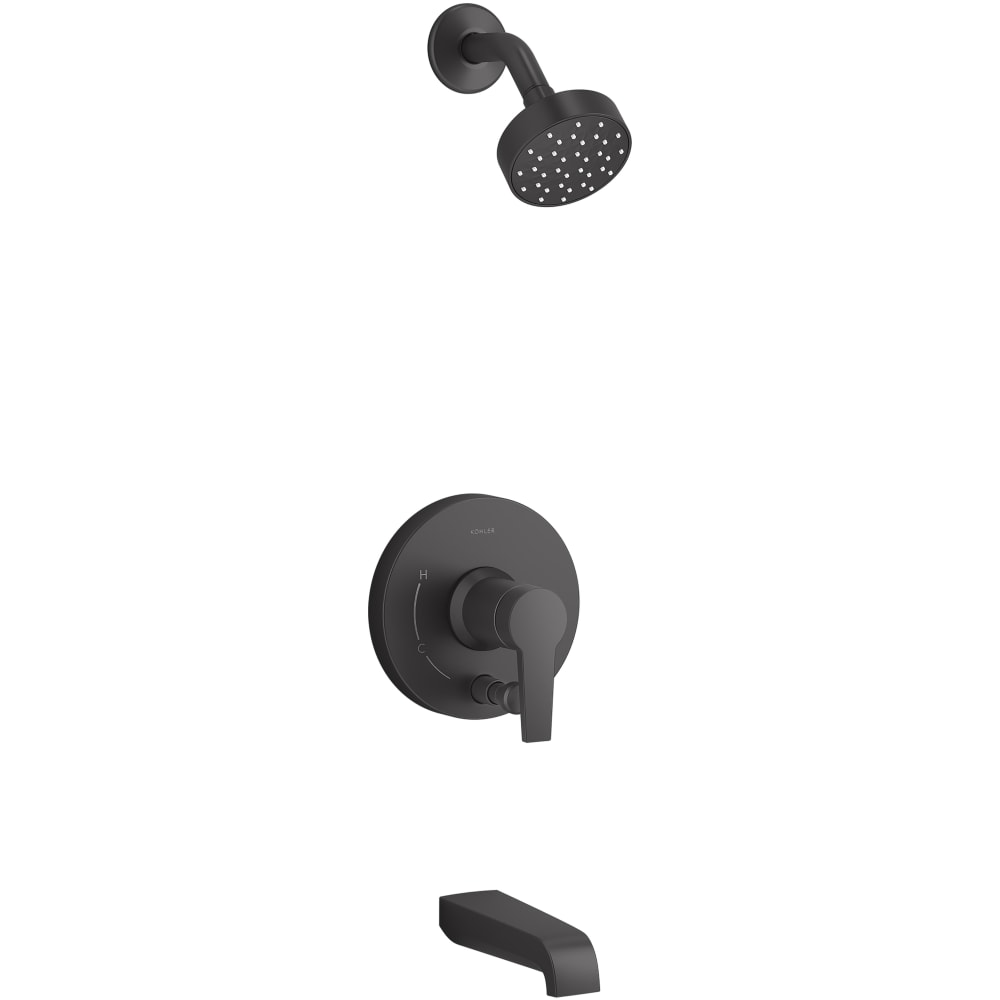 Pitch Rite-Temp Tub and Shower Trim Package with Integrated Diverter and 2.5 GPM Single Function Shower Head