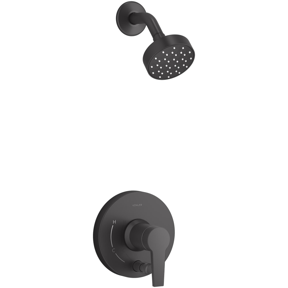 Pitch Rite-Temp Shower Trim Package with Integrated Diverter and 1.75 GPM Single Function Shower Head