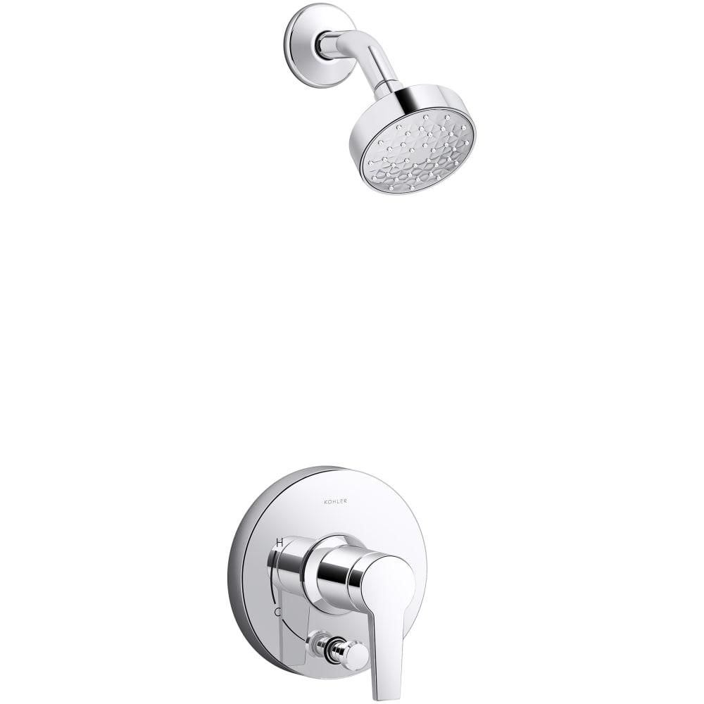 Pitch Rite-Temp Shower Trim Package with Integrated Diverter and 1.75 GPM Single Function Shower Head
