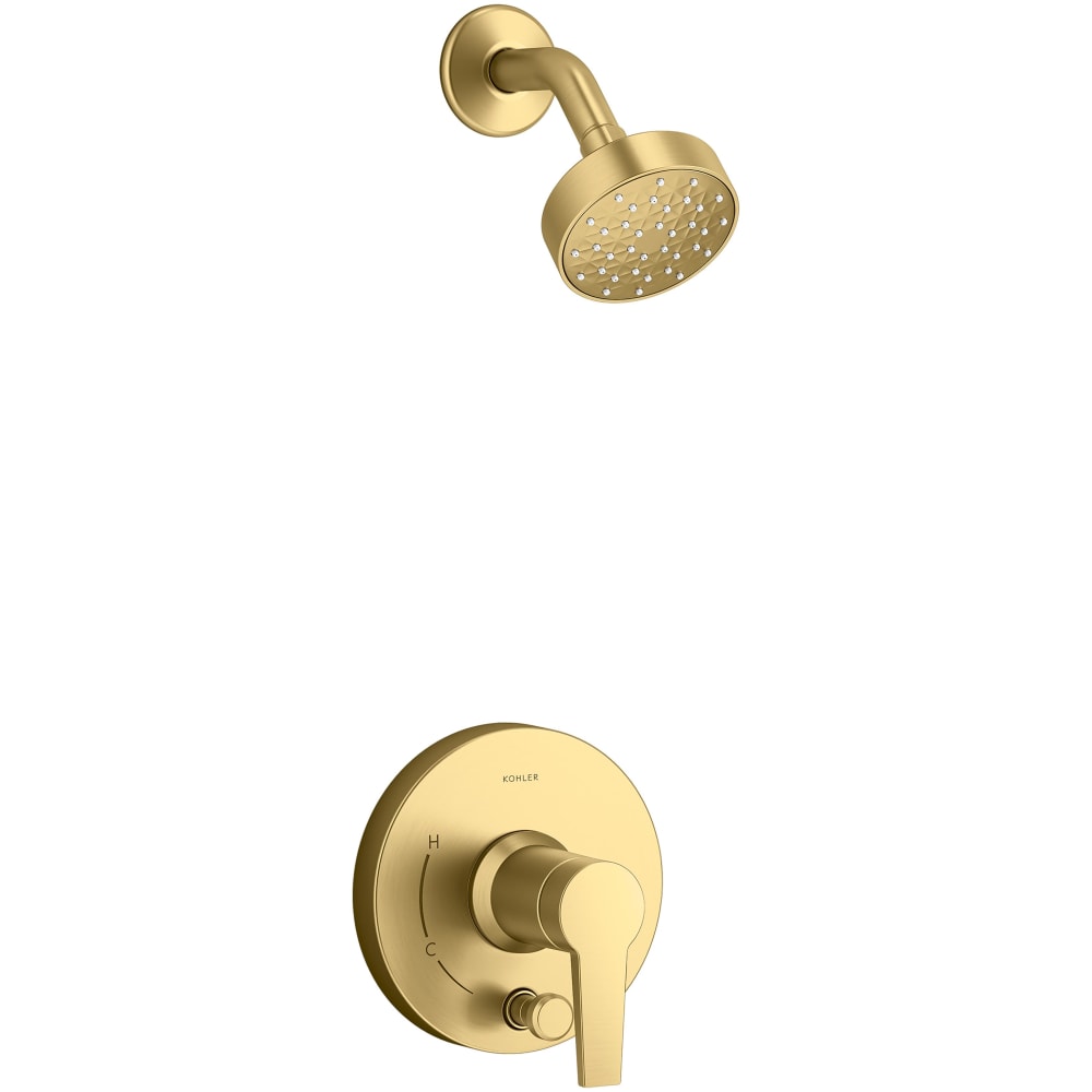 Pitch Rite-Temp Shower Trim Package with Integrated Diverter and 2.5 GPM Single Function Shower Head