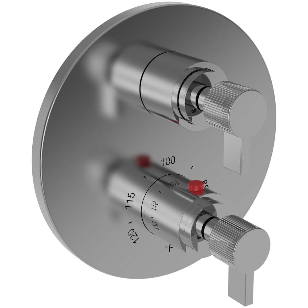 Pardees Four Function Thermostatic Valve Trim Only with Dual Lever Handles, Integrated Diverter, and Volume Control - Less Rough In