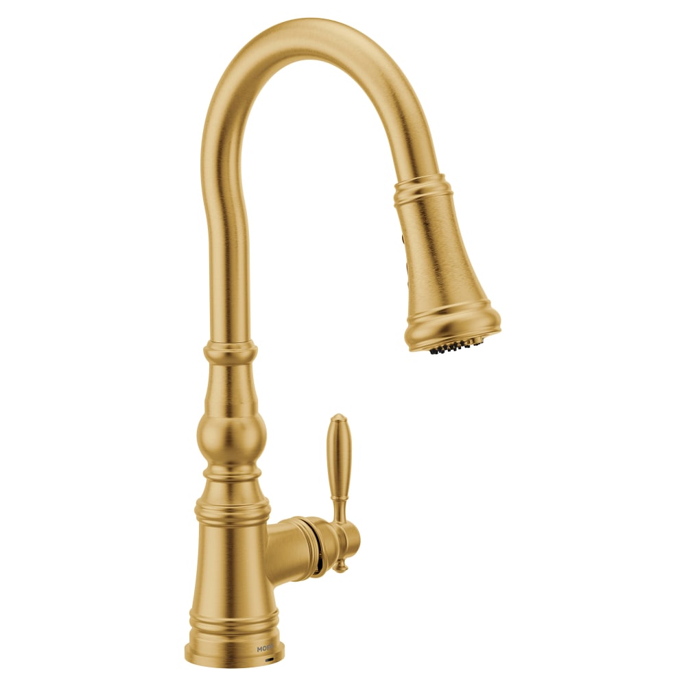 Moen Weymouth 1.5 GPM Single Hole Pull Down Kitchen Faucet Brushed Gold
